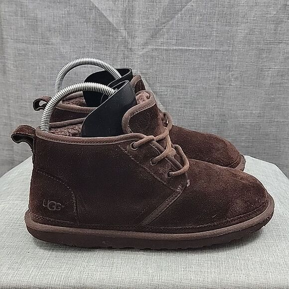 UGG Men's Neumel Classic sheep fur Suede Leather Boots Brown Sz 9 - Picture 4 of 11